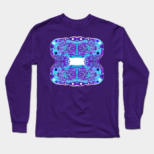 ancient light neon blue mayan spaceship ecopop Long Sleeve T-Shirt